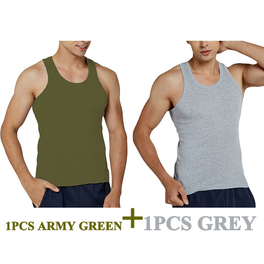 Tank Tops Men New 100% Cotton Solid Vest Mens Slim Casual Breathable Sleeveless