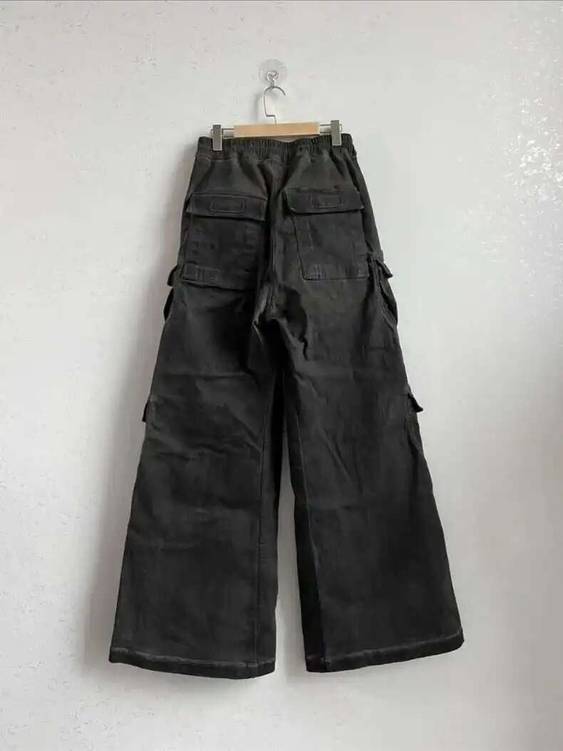 PFNW High Street Drawstring Zipper Sliced Wide Leg Cargo Pants Msn's Casual Loose Straight Trousers Loose Denim Pants 28W5963