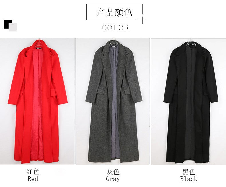 Mauroicardi Autumn Winter Extra Long Warm Black Loose Casual Wool Blends Coat Men Luxury Floor Length Overcoat Korean Fashion