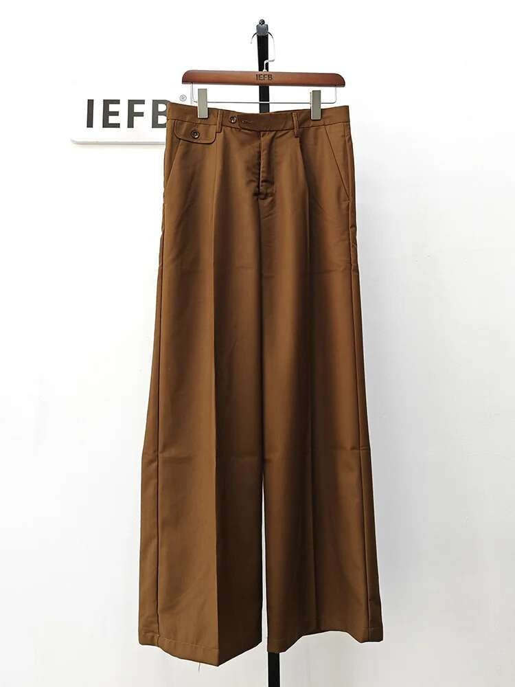 IEFB Men's Wear Spring New Suit Pants Loose Straight Korean Fashion Simple Solid Color Male Casual Trousers Wide Leg 9A6959