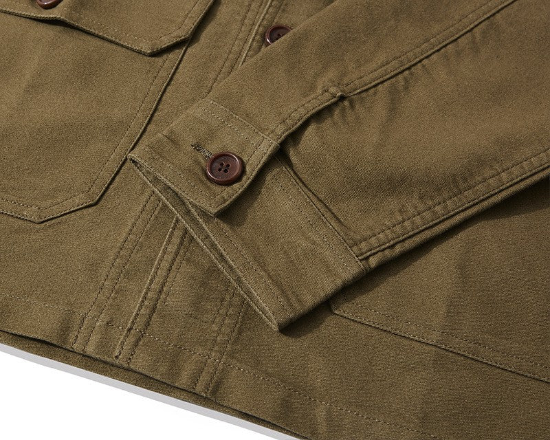 Autumn and Winter New OKONKWO Moleskin Heavyweight Retro French Workwear Jacket Multi Bag Men's Coats American Vintage