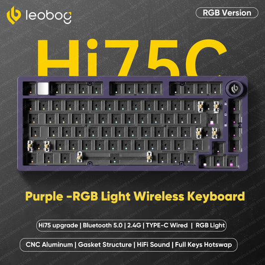 Leobog Hi75C Hi75 Hi75C Pro Kit de Teclado Mecânico Customizado de Alumínio Sem Fio para Jogos Bluetooth 2.4G Teclado Gamer com Hotswap com Fio