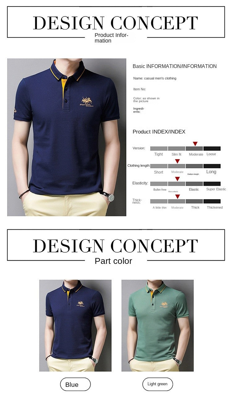 New Summer Embroidered Pure Cotton Men's Luxury Polo Shirt Top Casual Short Sleeved Fashionable Wrinkle Resistant Men's T-shirt