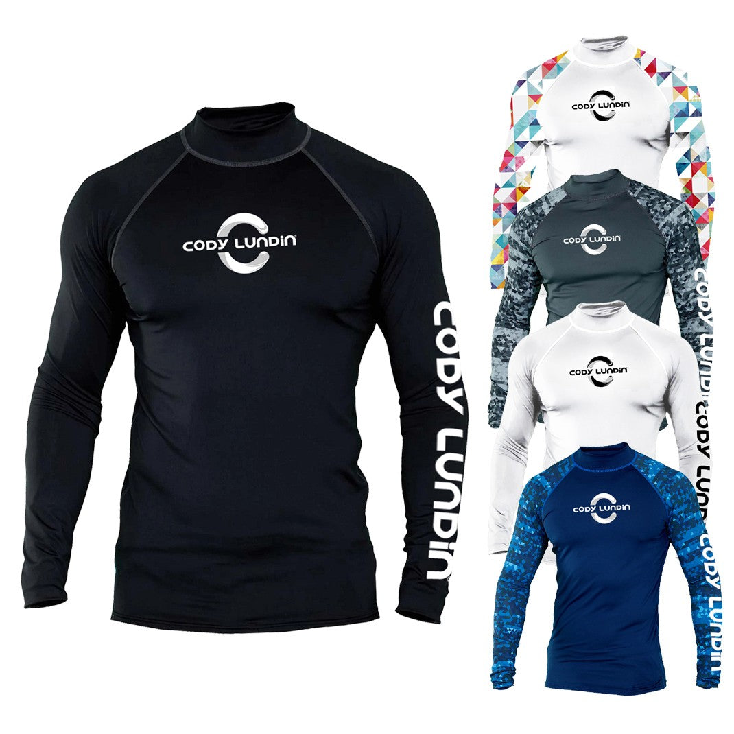 Surfing Long Sleeve Men's Shirts Sun Protection Upf 50+ Rash Guard Camiseta Surf Mock-Neck Swimwear Diving Performance Clothing