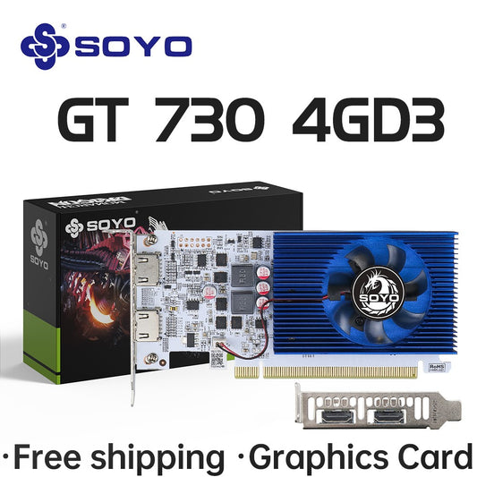 SOYO Graphics Cards NVIDIA GT730 4G GDDR3 128bit Video Card HDMI*2 For Desktop Gaming Computer Components GPU GT 730