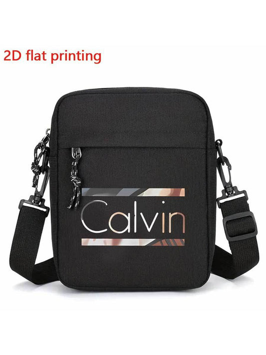 Calvin Men's Oxford Crossbody Bag, Stylish Black Travel Shoulder Bag with Adjustable Strap, Multi-Pocket Design