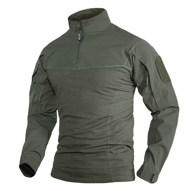 TACVASEN 1/4 Zipper Ripstops T-shirts With Zipper Pockets Mens Long Sleeve T-shirts Outdoor Hiking Tees Tops Pullover Workout