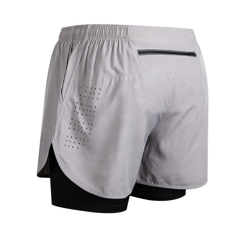 Men's Running Shorts Quick-drying Fitness Black Double Layer Shorts Men New Sport Workout Training Bodybuilding Short Pants