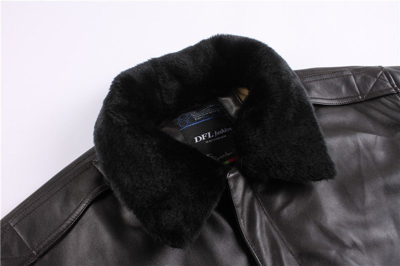 2023 Winter Vintage A2 leather jacket men streetwear Removable fur flight motorcycle bomber padded air force coat