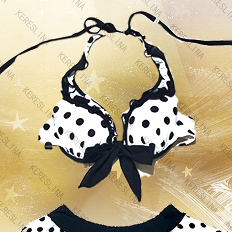 Summer Y2K Harajuku Kawaii Polka Dot Bowknot Women's Bikini Set Streetwear Fashion Casual 2000s Aesthetic Sexy Women's Skirt emo