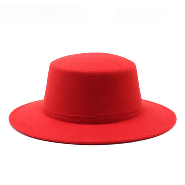 Autumn Winter Kids Felted Fedoras Hats for Boys Girls Solid Imitation Woolen Flat top Jazz Caps Childs Formal Dress Hats