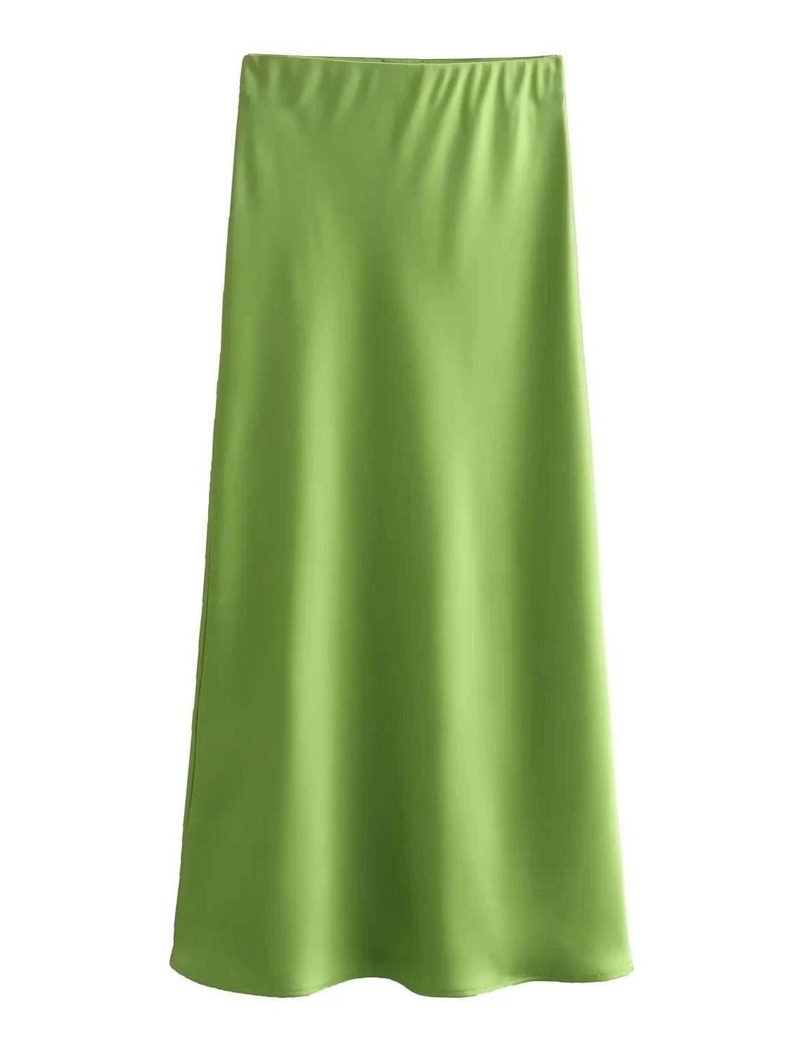 XNWMNZ Women's Fashion 2023 Flowing Satin Midi Skirt Women Vintage Elastic High