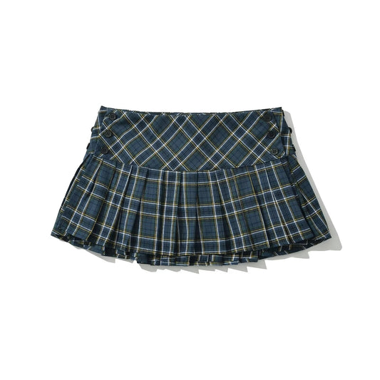 Summer Mini skirts for woman vintage korean fashion plaid skirts for women y2k skirts pleated green plaid skirts preppy style