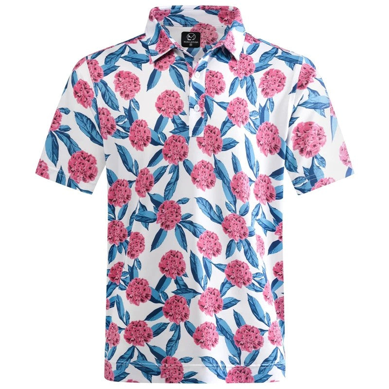 Hawaiian Plants Polo Shirt Man Summer 3D Print Leaves Flower Short Sleeve Golf Polo Shirts Oversized Street Tops Shirt Clothes