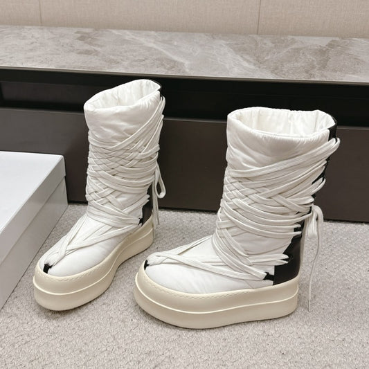 2025 New Men Boots Top Quality Platform Lace Up Winter Boot Size 35-46 Designer Fashion Women Knee High Platform Boots