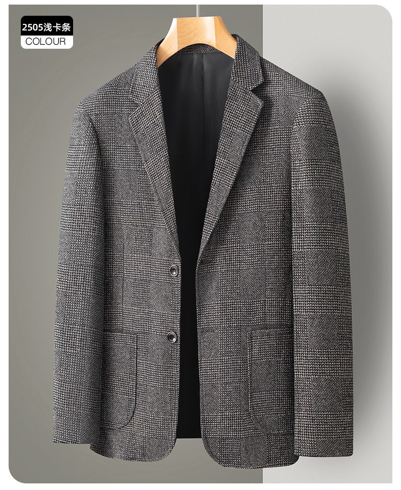 New Men's Blazer Fashion Middle-aged Business Casual Professional Wear Casual Loose British Style Sub-trend Four Seasons Suit