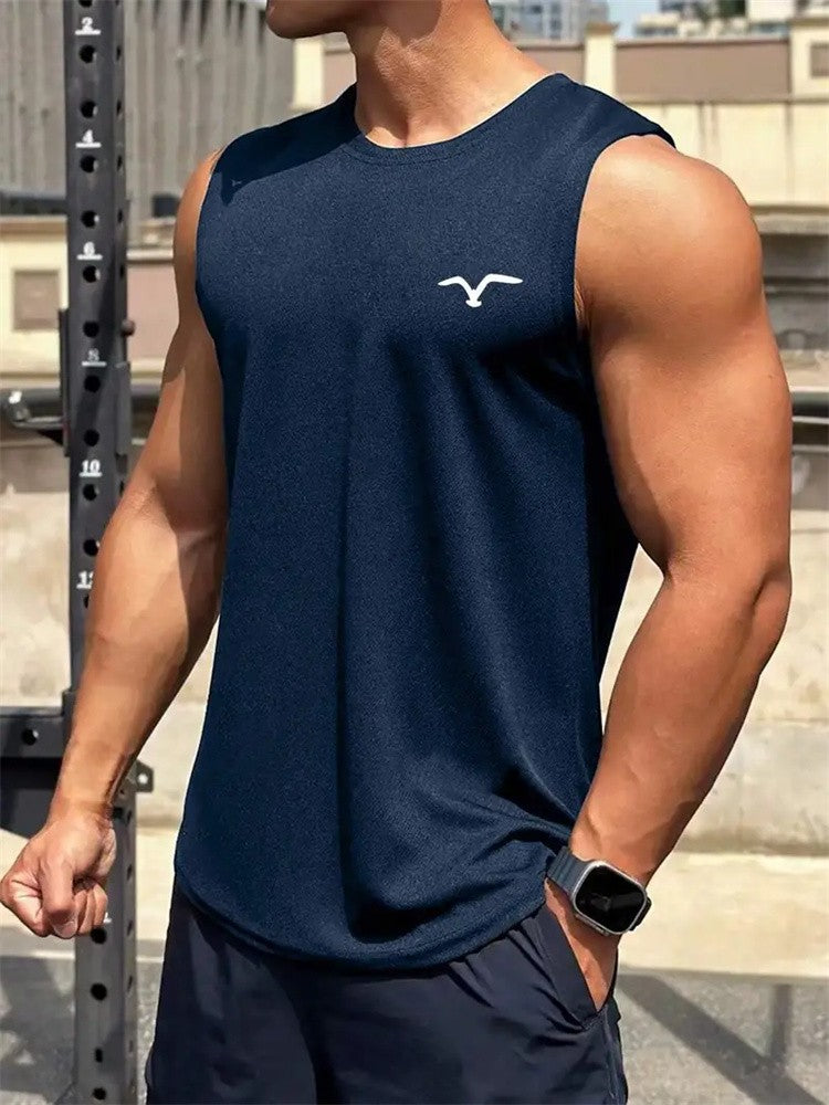 New Men's Outdoor Casual T-Shirt Gym Exercise Sleeveless Shirt Mens Summer Loose