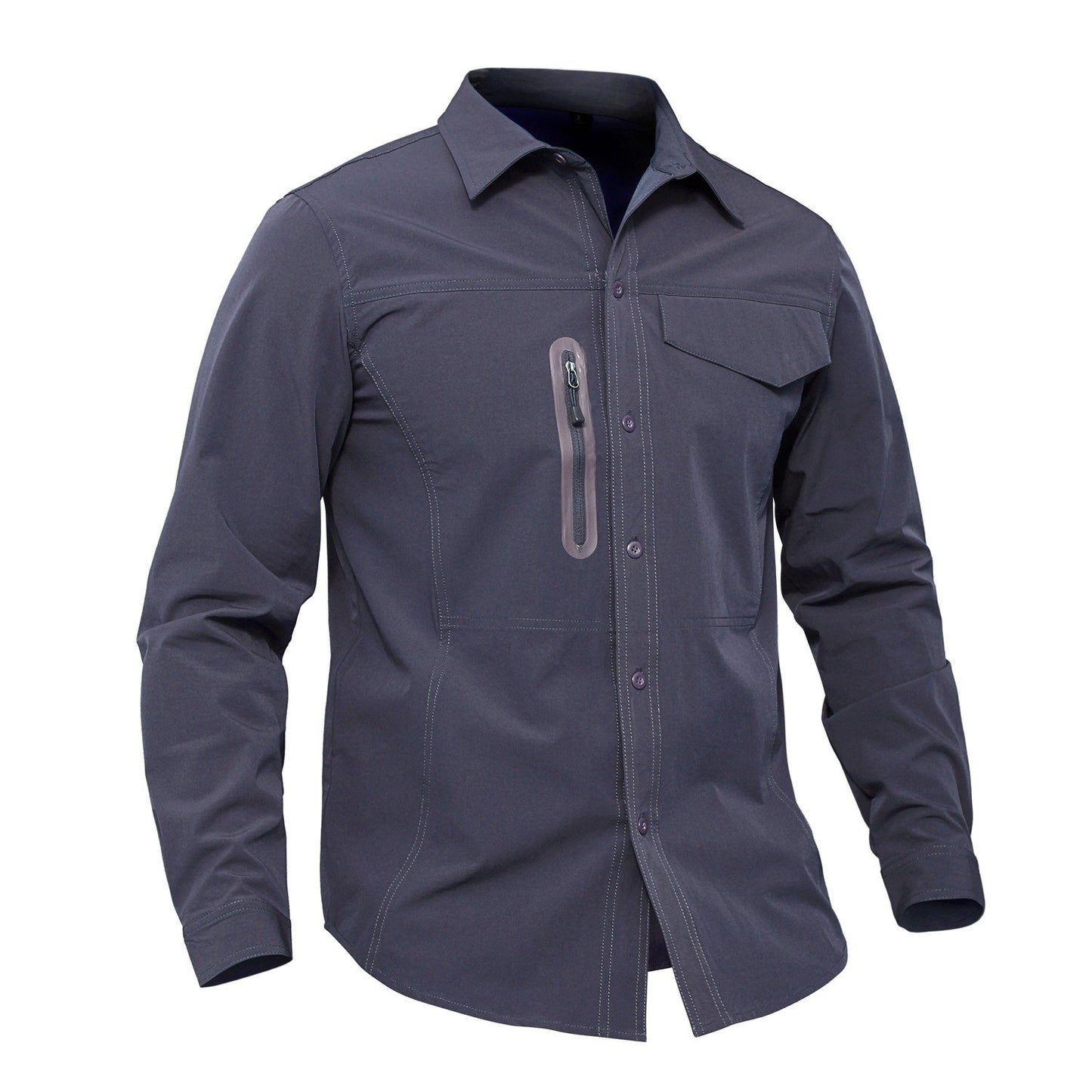 Stretch Men's Shirt Multiple Pockets Quick Drying Shirts High Quality Male Elastic Tooling Shirt Men Clothing Casual Shirts AF54