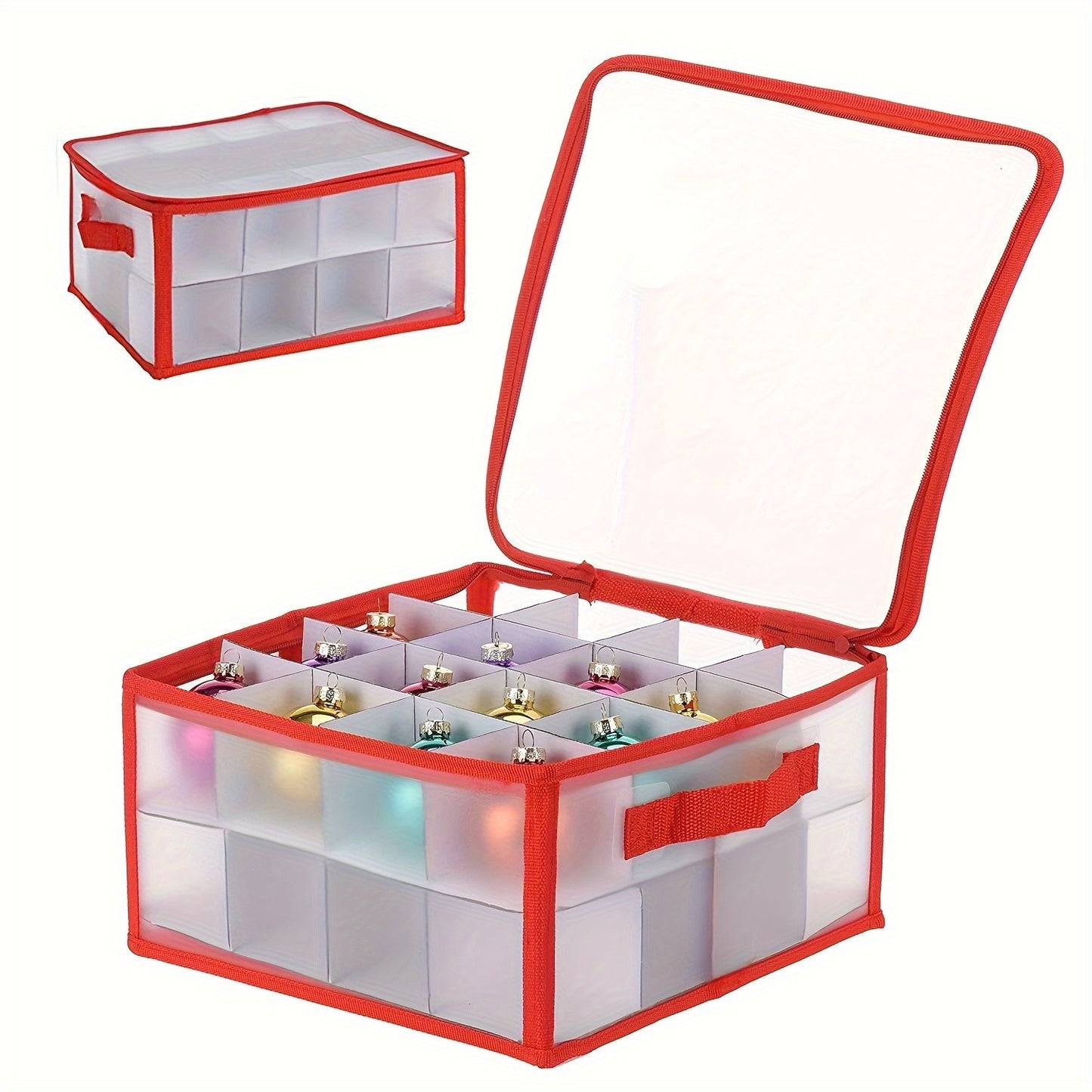 1/2pcs Christmas Ornament Storage Box With Handle Xmas Balls Decorations Container Large Capacity Bag Holiday Accesory Organizer