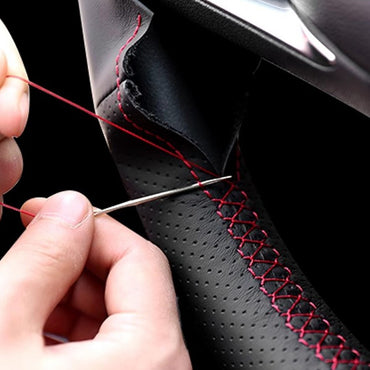 Hand Sewing Non-Slip Black Artificial Leather Customized Car Steering Wheel Braid Cover For Mercedes Benz W203 C-Class 2001-2007