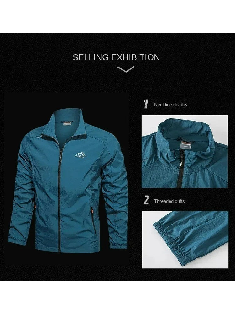 Men Summer Windbreaker Zip Pockets UV Sun Protection Jackets Breathable Ultra-light Working Clothes Outdoor Skin Thin Coats Camp