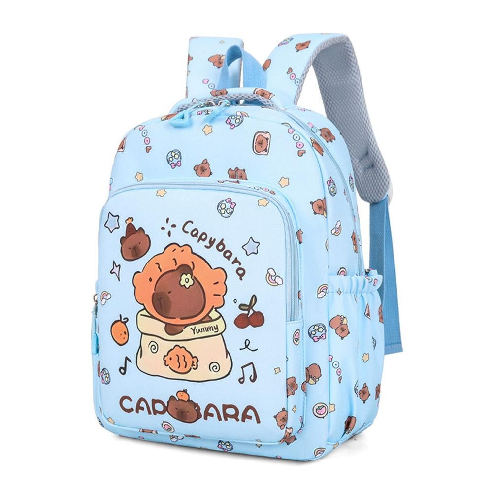 3Pcs/Set Kawaii Capybara Backpack Large Capacity Cartoon Teenager Fashion Nylon Lightweight Rucksack Set