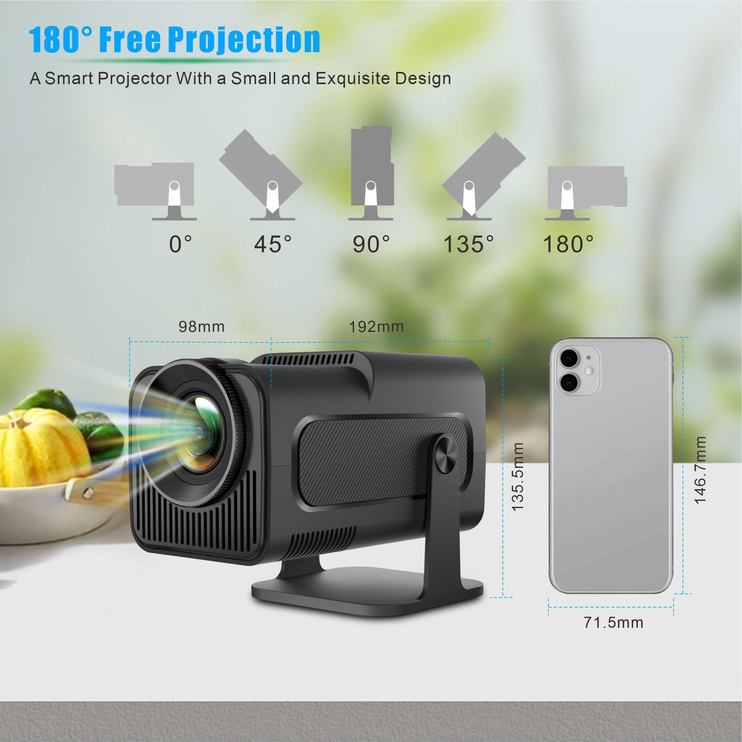 Projetor inteligente HY320 LYNCAST WiFi duplo 6 400 ANSI BT5.0 correção automática 1920 1080P Full HD 4K vídeo doméstico ao ar livre mini projetor