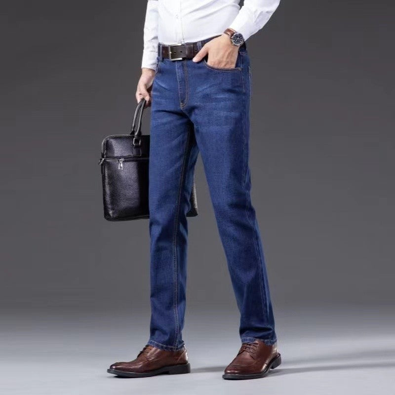2025 Men NEW Men's Fashion Business Jeans Classic Style Casual Stretch Slim Jean Pants Male Brand Denim Trousers Black Blue Mens