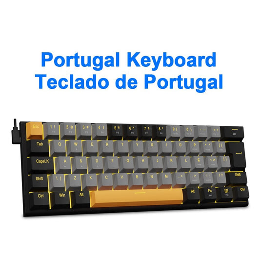 E-YOOSO Z11 Teclado Mecânico para Jogos USB com Fio Red Switch 61 Teclas Gamer Russo Português Brasileiro para Computador PC Laptop