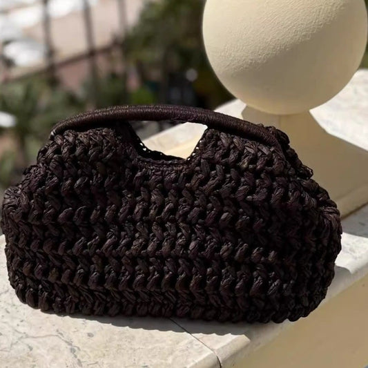 Elegant Luxury Woven Clutch Bag Large Capacity Simple Texture Women Handbag Straw Beach Bag Wallet Seaside Vacation