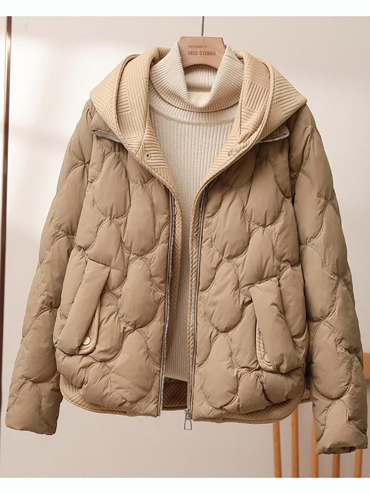 Fitshinling Fashion New In Warm Parkas Coat Outerwear Women Clothing Fake Two-piece Cotton Padded Quilted Winter Jacket Female