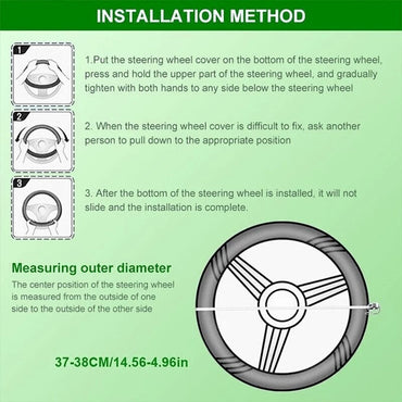 Automotive All Season Universal Steering Wheel Cover Artificial Leather Embossed Wear Resistant Elastic Automotive Interior