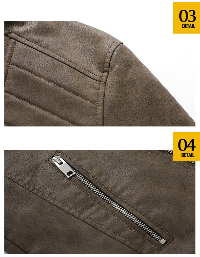 Jacket Men Coat Winter Leather Bomber Genuine Casual Brown Jackets Coats Faux Leather Vintage Black Biker Jacket Men Windproof