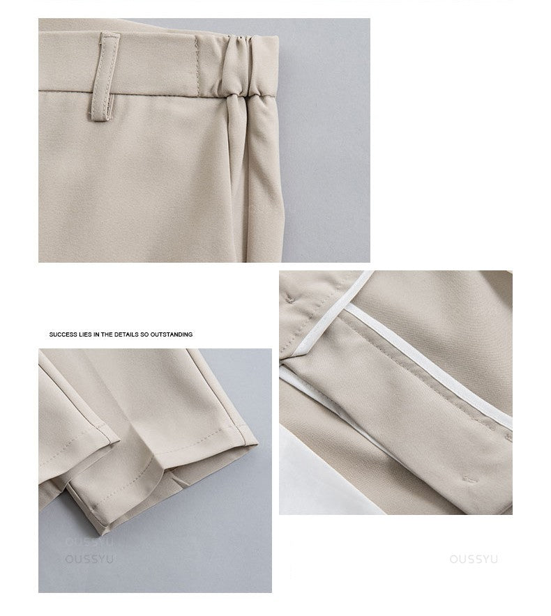 2025 Spring Summer Men's Casual Pants Suit Pant Slim Fit Work Elastic Waist Jogging Business Trousers Male Black Plus Size 40 42