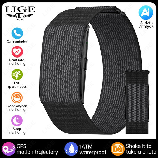 LIGE Nova Pulseira Inteligente Esportiva com GPS Masculina AI Monitor Cardíaco Pressão Arterial Fitness Pedômetro Lembrete de Chamada Smartwatch Feminino
