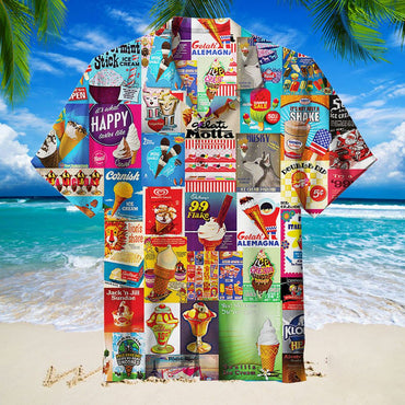 2024 Hawaiian Shirt For Men Summer Ice Cream T-Shirt Beach Prints Short Sleeved Shirt Tops Casual Original Design Men's Clothing