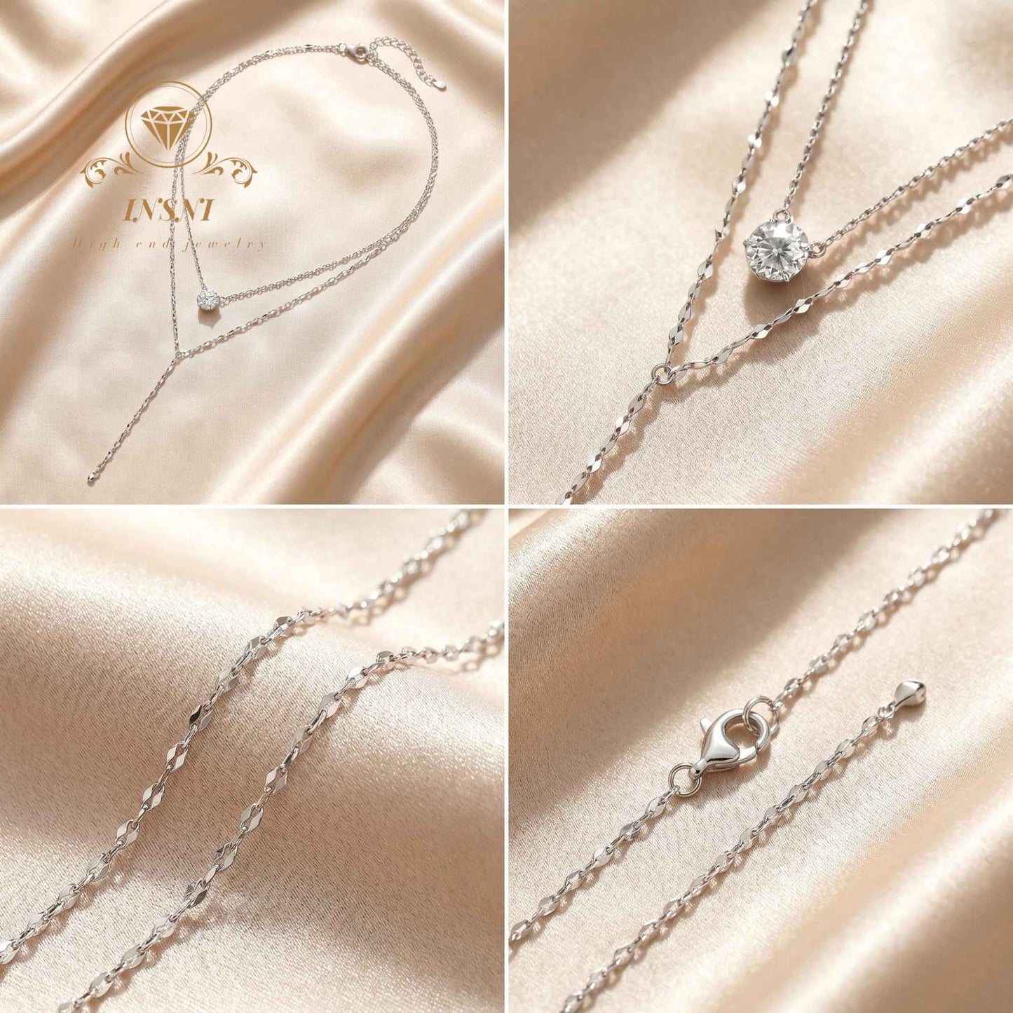 Moissanite S925 Silver Double-layer Necklace Y-shaped Fringed Exquisite Sweater Chain Light Luxury Niche Affordable Jewelry Gift