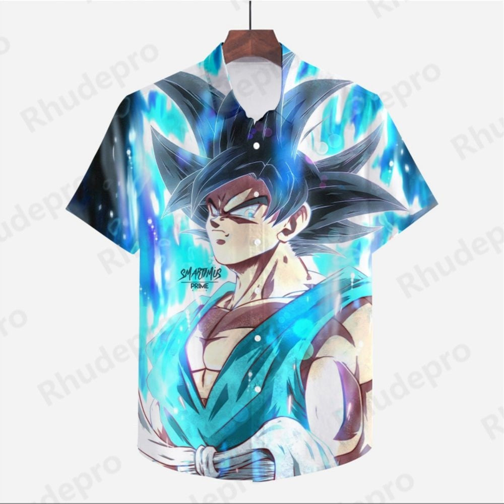 Men's Clothes Seaside Trip Dragon Ball Z Shirt Cool Beach Style Anime High Quality Streetwear Summer Goku Fashion 2024 Y2k