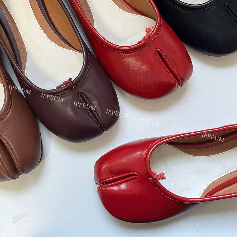 IPPEUM Tabis Shoes Black Ballets Flats Split Toe Women Mary Janes Plus Size 44 Dress Loafers Ballerina Zapato Mujer