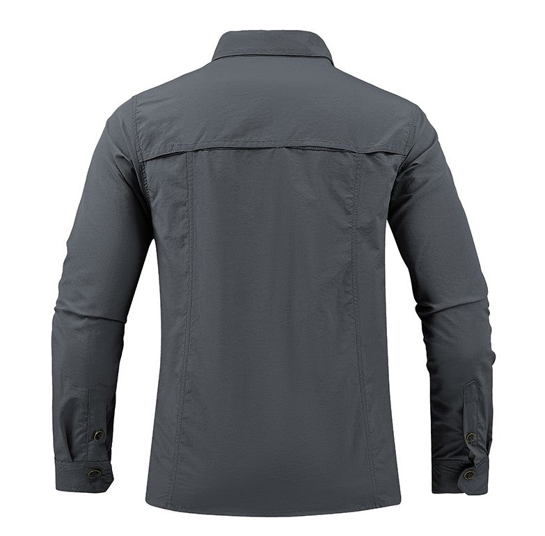 Men Summer Tactical Long Sleeved Shirts US Hot Outdoor Multi-pocket Army Green Waterproof Summer Camping Fishing Cargo Shirts