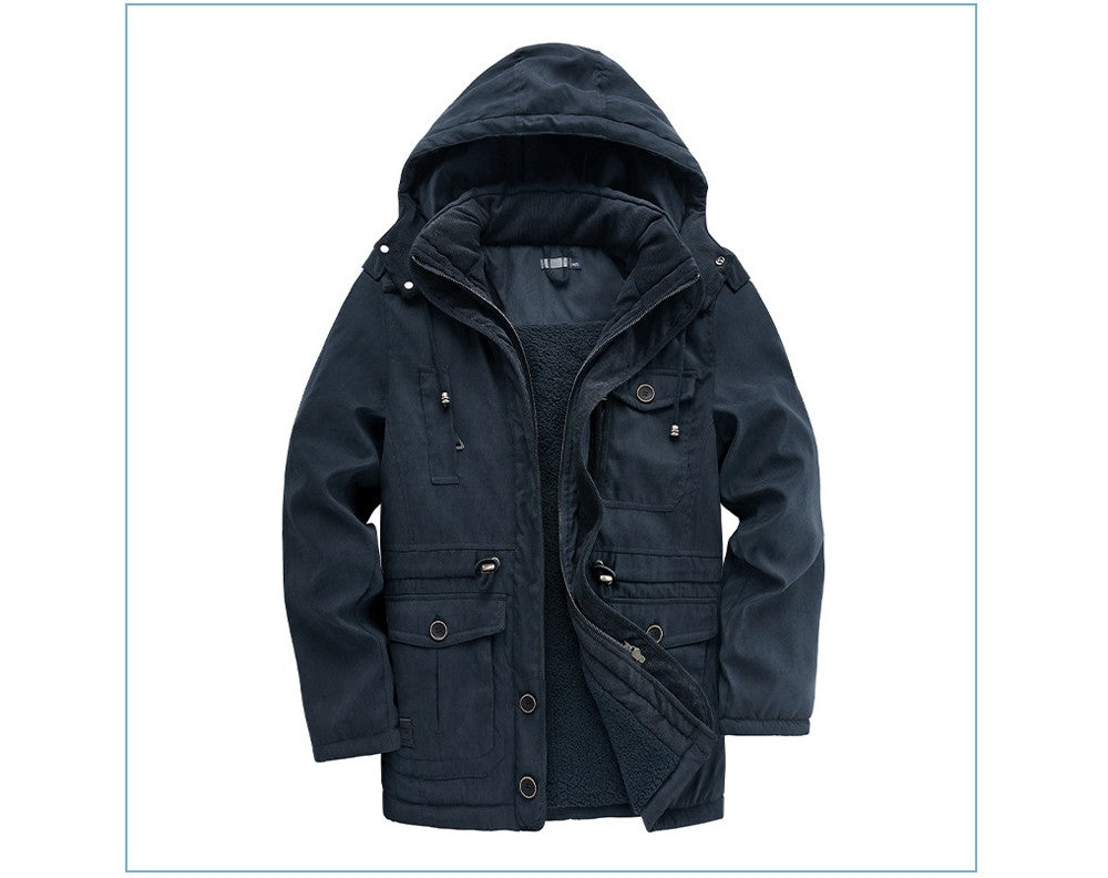Winter Mens Fleece Warm Jackets Fashion Men Thicken Thermal Tactical Hooded Coats Men Outdoor Multi-pocket Windbreaker Jacket