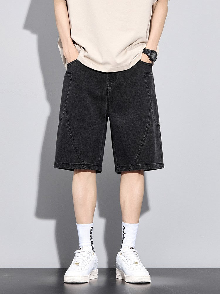 Men's Summer Denim Cargo Shorts Big Size 8XL 7XL 6XL Elastic Waist Straight Baggy Jeans Shorts