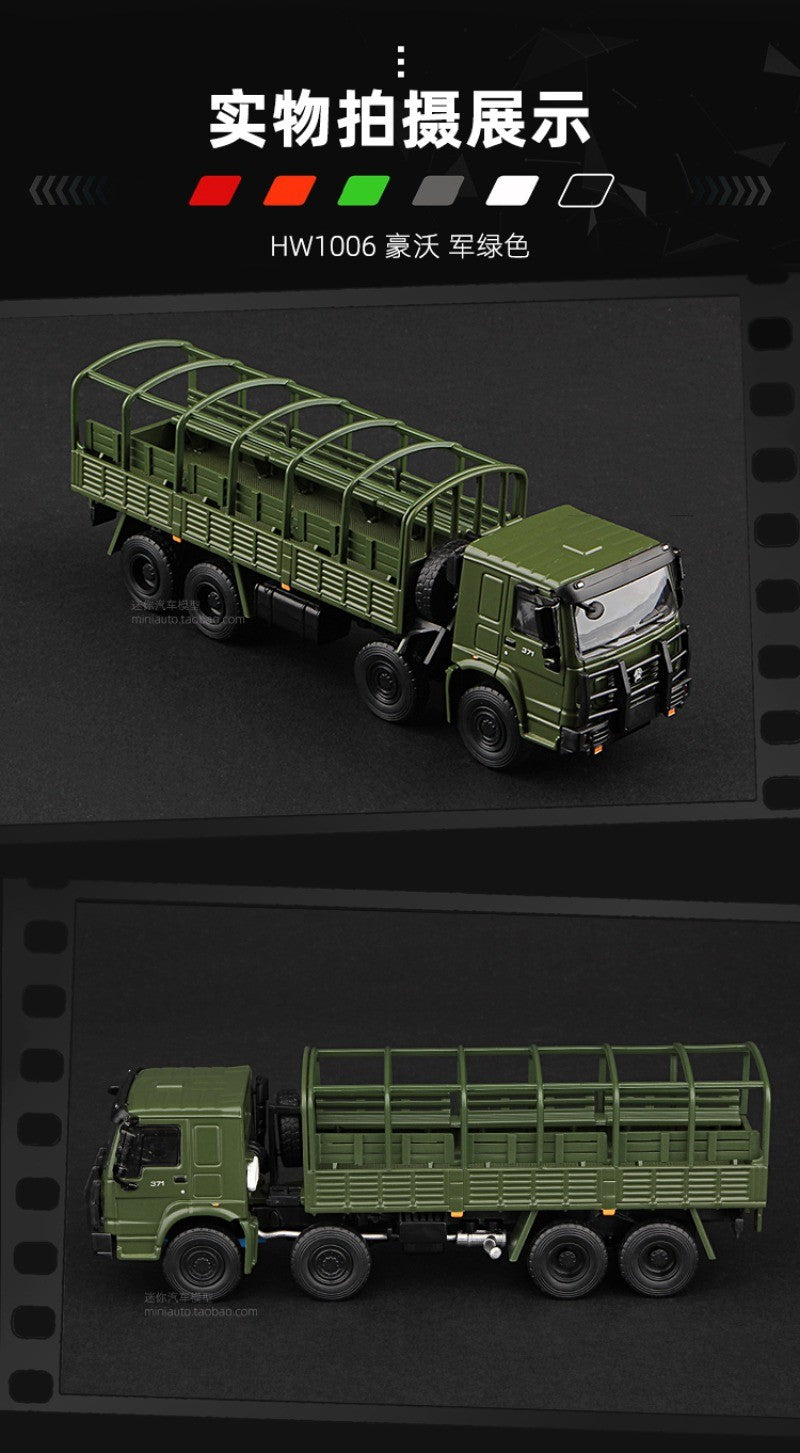 Masdi 1/64 Scania 770S V8 Caminhão Howo HW1006 Militar Verde Liga de Carro Modelo Miniatura Coleção Diecast Enfeite Modelo Hobby Brinquedo