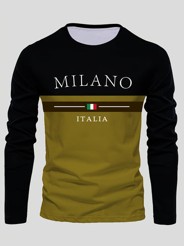 Men's Outdoor Leisure Sports Long Sleeve T-Shirt Crew Neck Autumn Bottom Shirt Machine Washable Versatile Fashion