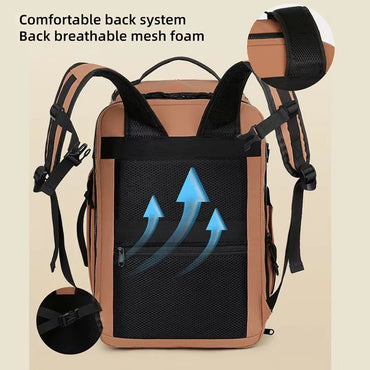Unisex Fashionable Business Style Backpack Large Space Multifunctional Suit for Trolley Case Short Trip Expandable Shoulders Bag