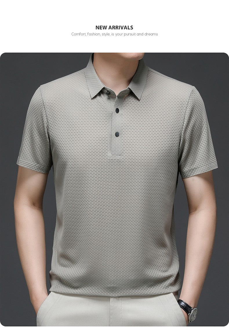 ?High-quality?M-4XL Summer New Men's Short Sleeve T-shirt Cool and Breathable POLO Shirt Business Casual Sweat-absorbing Top
