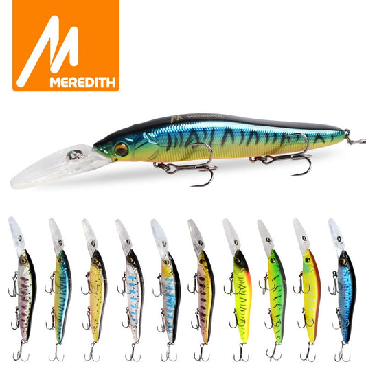 MEREDITH Iscas de Pesca Minnow Wobbler Lento Afundando ou Flutuando 110mm Isca Artificial Rígida Profundidade 0-3m Isca para Baixo e Lúcio