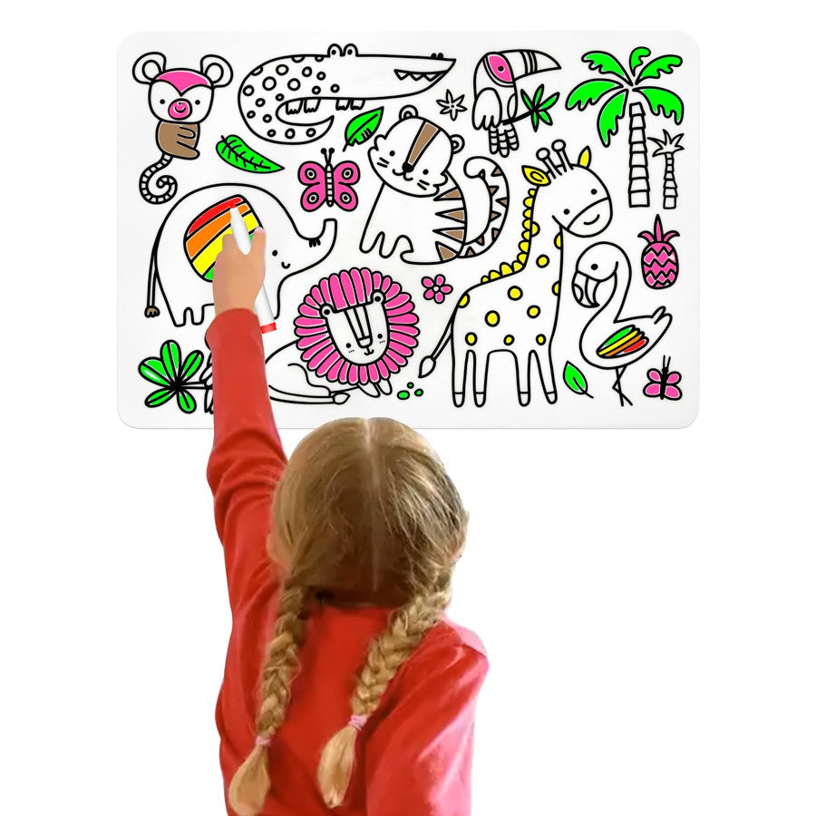 Personalized DIY Color Silicone Baby Placemats Cartoon Pattern Table Placemats Reusable Doodle Drawing Mat Baby Stuff