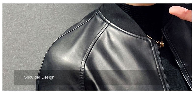Men SprAutumn Thin Style Motorcycle Leather Jacket Fashionable Motorcycle Leather Jacket Fabric Soft Version Slim Simple Coat