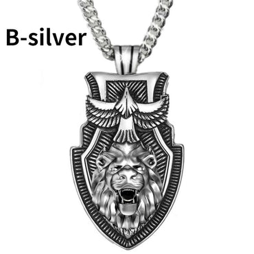 Fashion Men's Wolfhead Necklace Stainless Steel Triangle Pendant Hip Hop Necklaces for Men Punk Animal Jewelry Anniversary Gift